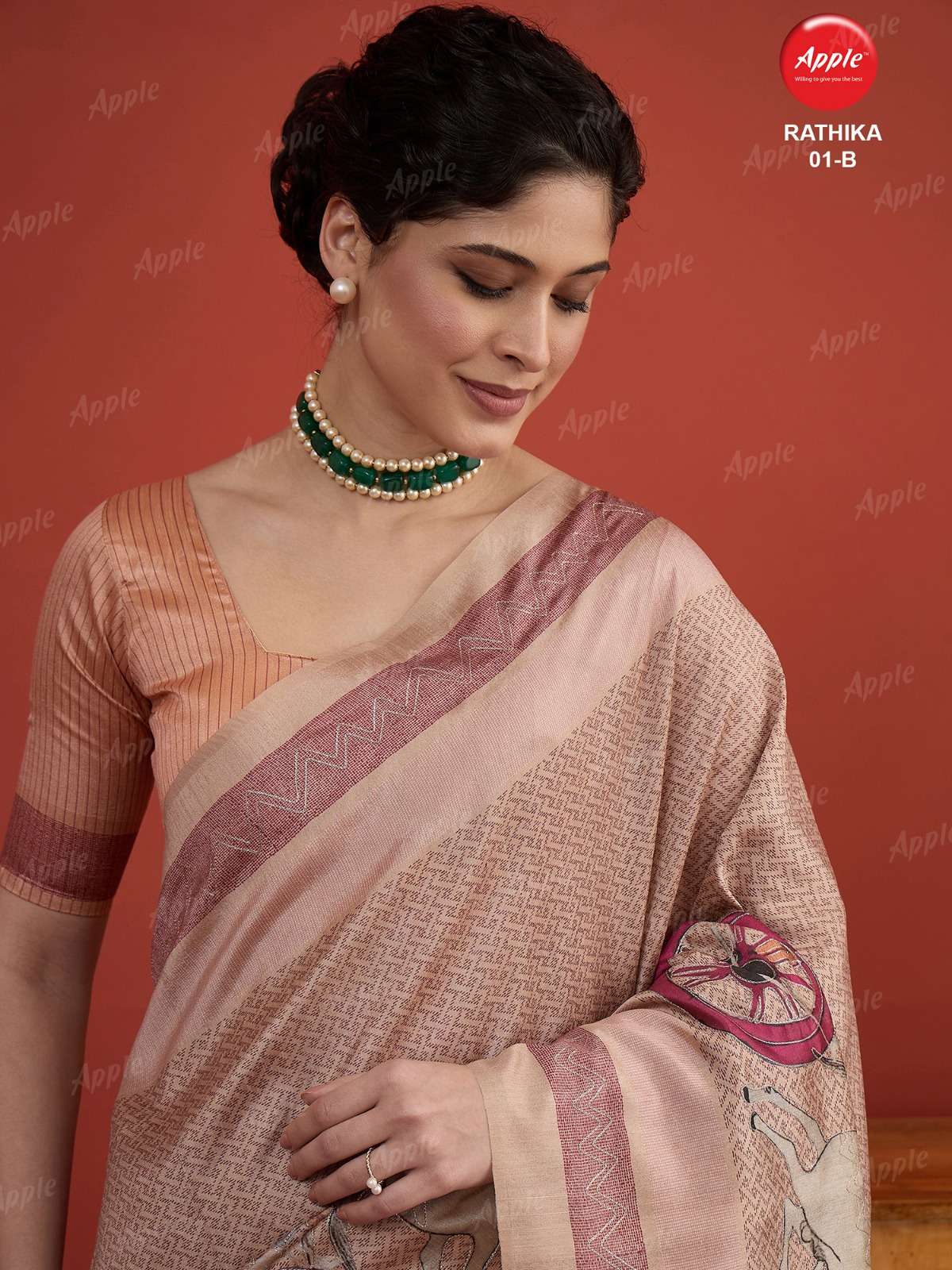 APPLE RATHIKA 1 ART SILK FABRIC WITH HERITAGE ART WORK ON SAREE WHOLESALE IN SURAT 
